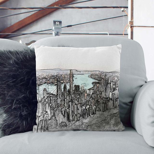 Hong Kong Skyline Cushion with Filling East Urban Home Size: 55cm H x 55cm W x 20cm D on Productcaster.