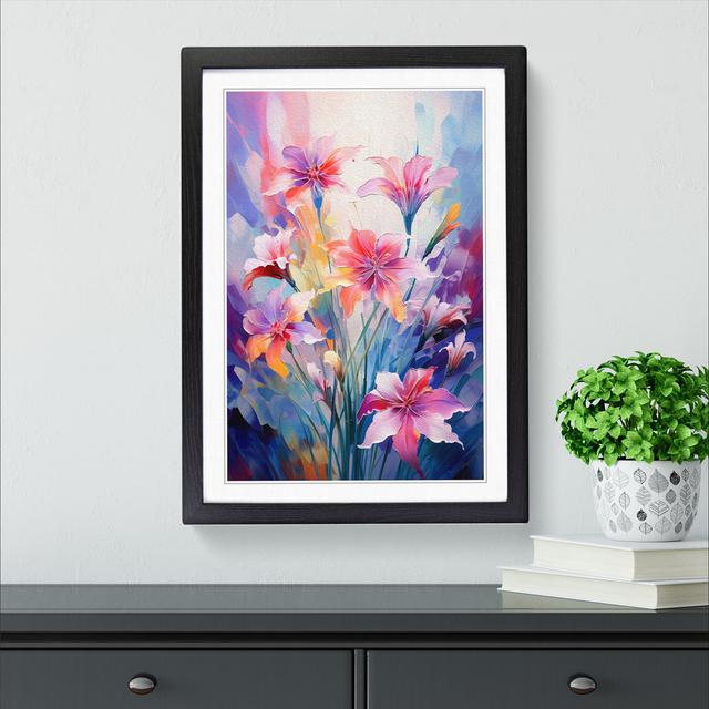 XYZ-FRM-V1223-6539 Wildflowers Futurism - Single Picture Frame Print on Wood Big Box Art Size: 46cm H x 34cm W x 2cm D, Frame Colour: Black on Productcaster.