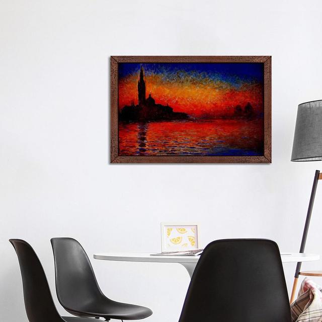 Sunset In Venice by Claude Monet - Floater Frame Painting on Canvas Rosalind Wheeler Frame Option: Brown, Size: 41cm H x 122cm W x 4cm D on Productcaster.