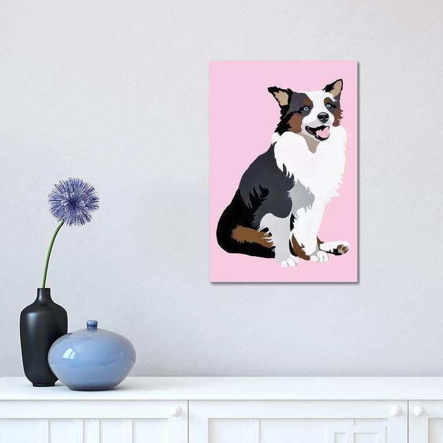 Woof On Pink by Julie Ahmad - Wrapped Canvas Print Rosalind Wheeler Size: 45.72cm H x 30.48cm W x 1.905cm D on Productcaster.