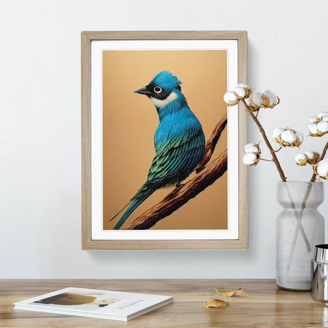 Alert Bird - Print Marlow Home Co. Size: 66cm H x 48cm W, Matte Colour: White, Format: Oak Picture Frame on Productcaster.