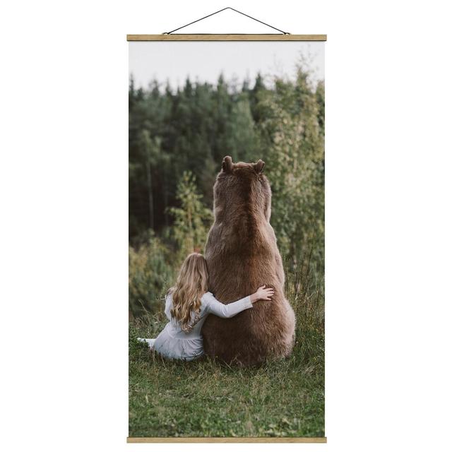 Girl with Brown Bear - Photograph Print Union Rustic Size: 100cm H x 50cm W x 0.3cm D on Productcaster.