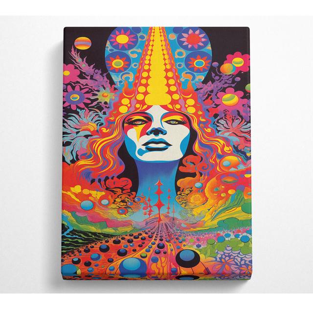 Groovy Acid Woman Canvas Art Print Metro Lane Size: 81cm H x 121.9cm W on Productcaster.