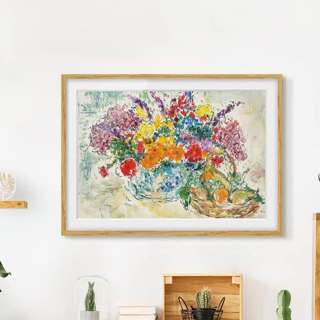 Fruit and Flowers by Marc Chagall - Picture Frame Painting ClassicLiving Size: 70cm H x 100cm W x 2cm D, Frame Option: Brown Framed on Productcaster.