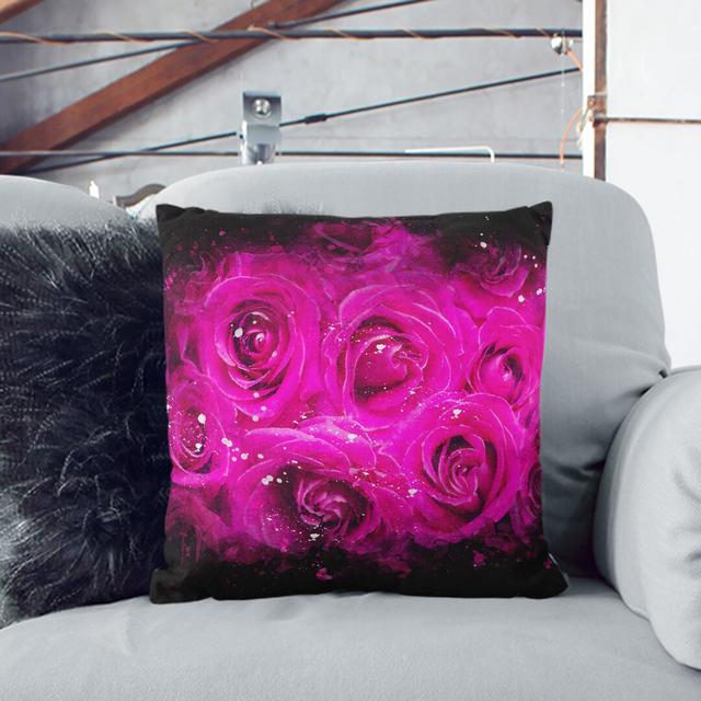 Wall of Roses Paint Splash Cushion with Filling East Urban Home Size: 40cm H x 40cm W x 15cm D, Backing Colour: Stone on Productcaster.