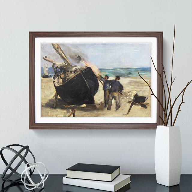 Tarring the Boat by Edouard Manet - Picture Frame Painting East Urban Home Frame Option: Walnut, Size: 27cm H x 36cm W x 2cm D on Productcaster.