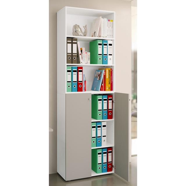 Ebern Designs "Lona 2XL" shoe cabinet with revolving doors and a shelf Ebern Designs Finish: Grey/Brown/Blue on Productcaster.