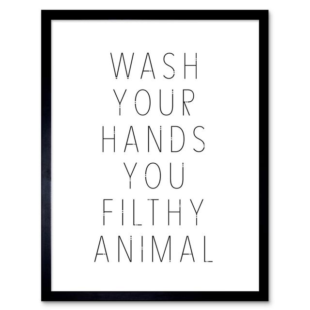 Lovonza Funny Toilet Wall Art Wash Your Hands You Filthy Animal Sign Bathroom Decor Artwork Framed Wall Art Print 9X7 Inch Happy Larry on Productcaster.