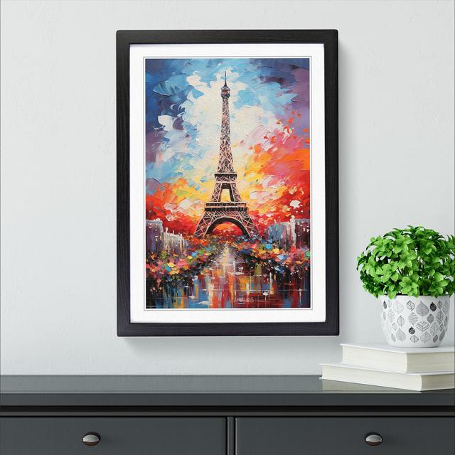 Eiffel Tower Action Painting No.3 - Single Picture Frame Print on Wood Marlow Home Co. Size: 46cm H x 34cm W, Format: Black Framed on Productcaster.