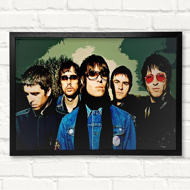 Oasis Pop Art Colour - Closed Corner Frame Art Prints on Wood ClassicLiving Size: 29.7cm H x 42cm W on Productcaster.