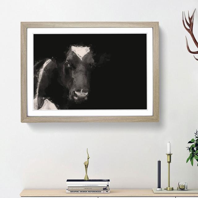 Peering Cow in Abstract - Picture Frame Painting Print East Urban Home Size: 36cm H x 48cm W x 2cm D, Frame Option: Oak Framed on Productcaster.