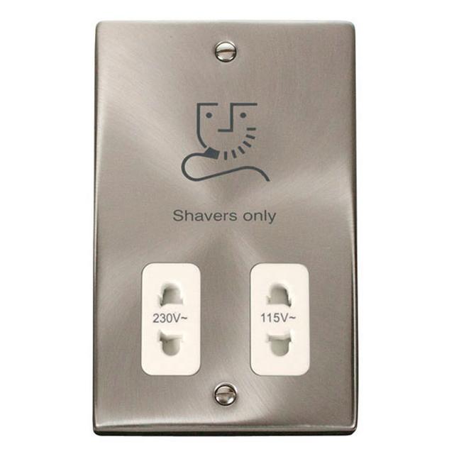 Satin / Brushed Chrome Shaver Socket 115v/230v Metro Lane on Productcaster.