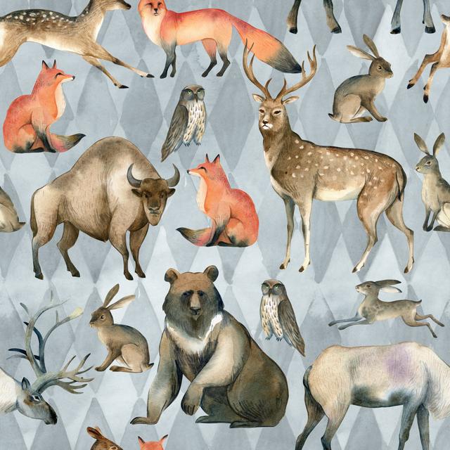 Wild Animals by KatBuslaeva - Print Alpen Home Size: 20cm H x 20cm W on Productcaster.