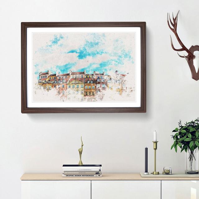 Warsaw Old Town In Poland Watercolour - Picture Frame Graphic Art East Urban Home Frame Option: Walnut, Size: 45cm H x 63cm W x 2cm D on Productcaster.