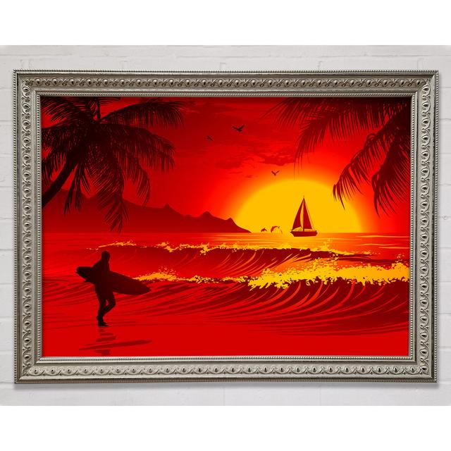 Surfers Dream Framed Print Wall Art Breakwater Bay Format: Silver Framed Paper, Size: 42cm H x 59.7cm W x 3cm D on Productcaster.