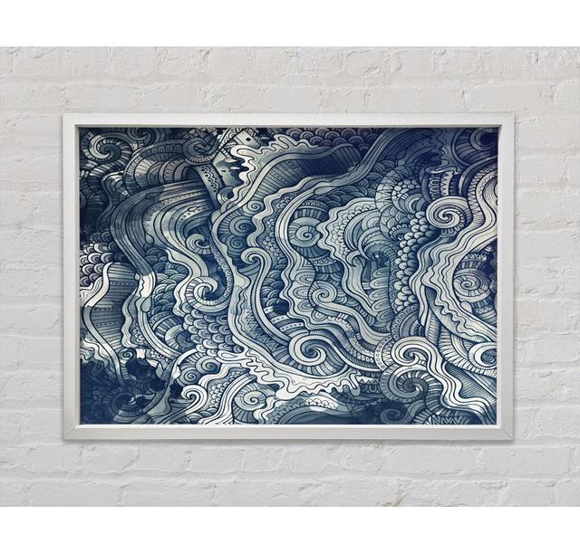 Ripples And Swirly Dots Blue - Single Picture Frame Art Prints on Canvas Bright Star Size: 84.1cm H x 118.9cm W x 3.3cm D on Productcaster.