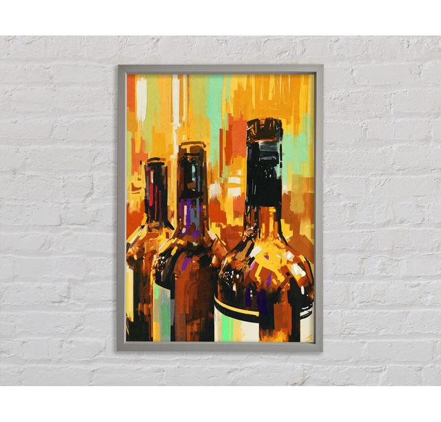 Retro Wine Bottles - Single Picture Frame Art Prints on Canvas Bright Star Size: 84.1cm H x 59.7cm W x 3.3cm D on Productcaster.