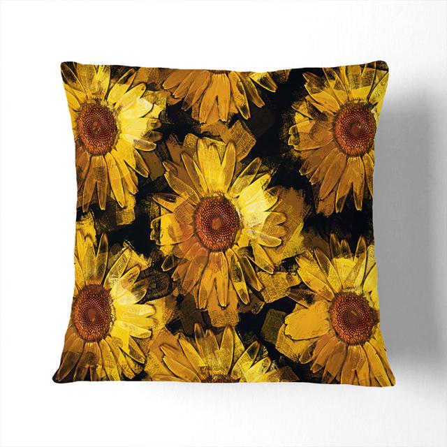 A Wall of Sunflowers in Abstract Cushion with Filling East Urban Home Backing Colour: Black, Size: 40 x 40 cm on Productcaster.