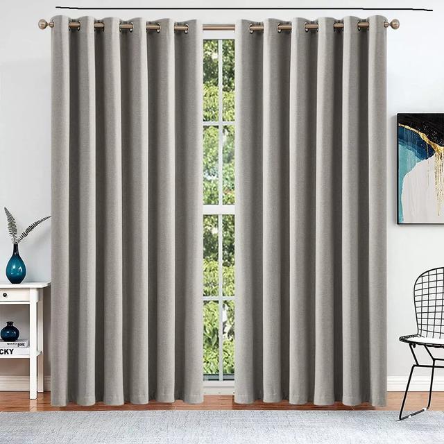 Prebe Microfiber / Microsuede Blackout Grommet / Eyelet Curtain Pair 17 Stories Panel Size: 228cm Width x 228cm Drop, Curtain Colour: Beige/ Mink on Productcaster.