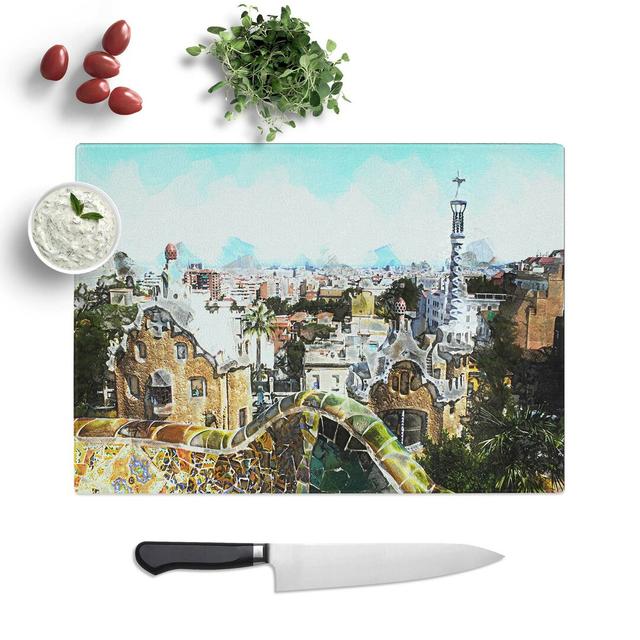 Tempered Glass Parc Guell Gaudi in Barcelona Spain Chopping Board East Urban Home Size: 28.5 cm W x 20 cm L on Productcaster.