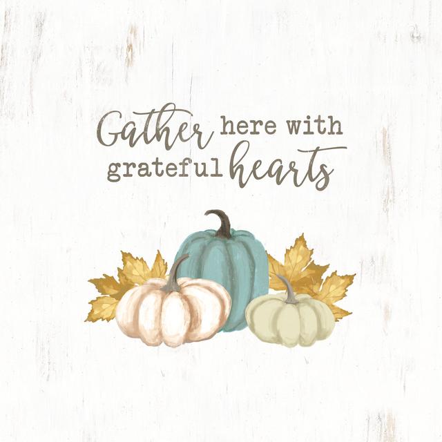 Gather Here with Grateful Hearts Blue Pumpkin - Wrapped Canvas Graphic Art Brambly Cottage Size: 76cm H x 76cm W x 3.8cm D on Productcaster.