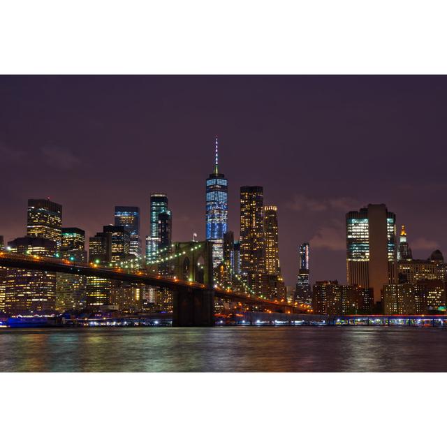 Manhattan Skyline And Brooklyn Bridge by Damien VERRIER - Wrapped Canvas Print 17 Stories Size: 61cm H x 91cm W on Productcaster.