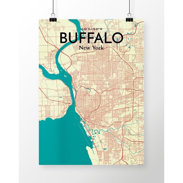 Buffalo City Map - Unframed Graphic Art Print on Paper East Urban Home Size: 43.2cm H x 27.9cm W x 0.13cm D on Productcaster.