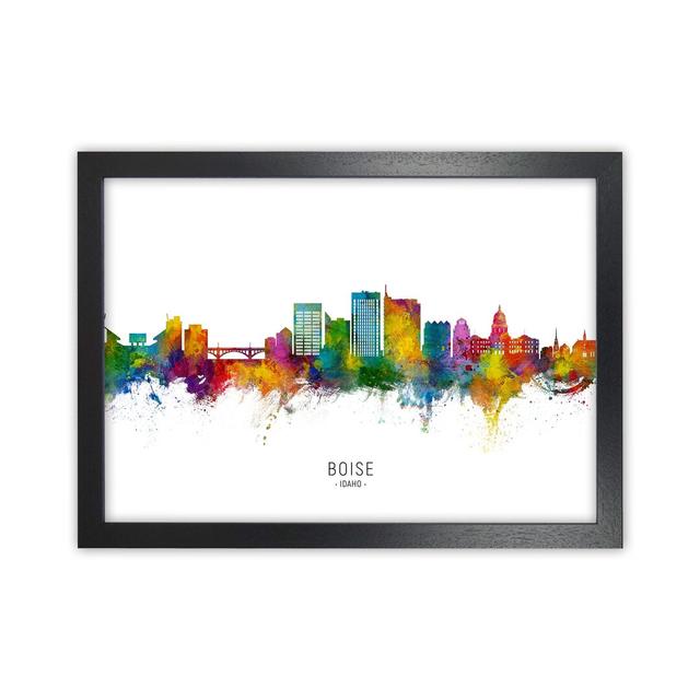 Boise Idaho Skyline by Michael Tompsett - Graphic Art Print Latitude Run Size: 64cm H x 88cm W x 3cm D, Format: Black Framed on Productcaster.