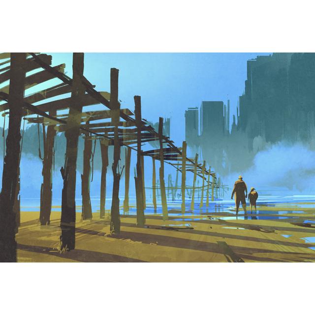 Old Wooden Pier - Wrapped Canvas Print ClassicLiving Size: 51cm H x 76cm W x 3.8cm D on Productcaster.