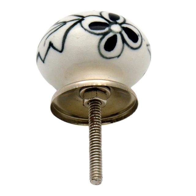 Nicola Spring - Round Ceramic Cabinet Knobs - Black Flower (Set of 6) Nicola Spring on Productcaster.