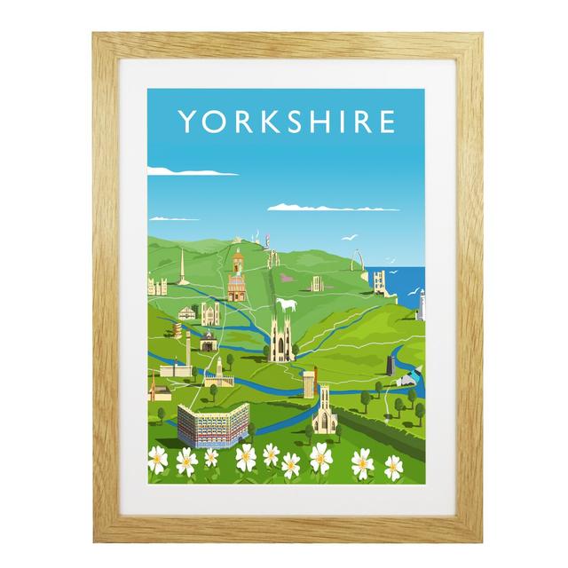 'Yorkshire' Graphic Art East Urban Home Format: Oak Wood Frame, Size: 54 cm H x 44 cm W x 2.2 cm D on Productcaster.