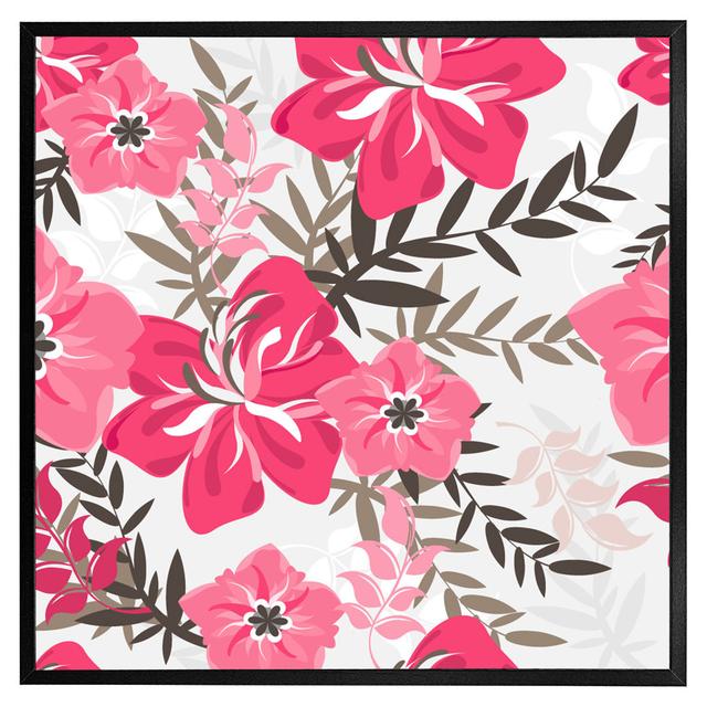 Slayton Red & Pink Floral - Single Picture Frame Art Prints ClassicLiving Frame Colour: Black Framed, Size: 76cm H x 76cm W x 4cm D on Productcaster.