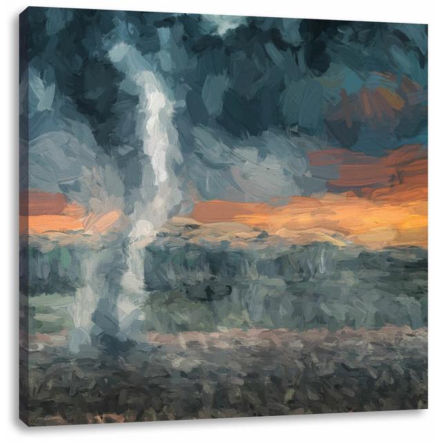 Leinwandbild Schwarzer Tornado auf dem Feld East Urban Home Größe: 70 cm H x 70 cm B on Productcaster.