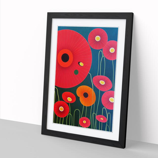 Poppy Flower Suprematism - Print ClassicLiving Size: 46cm H x 34cm W x 2cm D, Frame Option: Walnut on Productcaster.