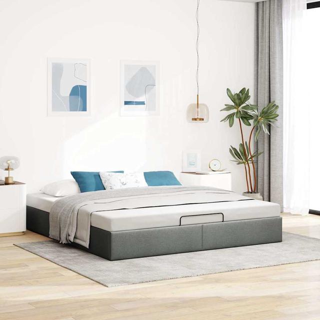 Vidaxl Ottoman-Bett Ohne Matratze Dunkelbraun 140X200 Cm Stoff ModernMoments Größe: 160 x 200 cm, Farbe: Dunkelgrau on Productcaster.