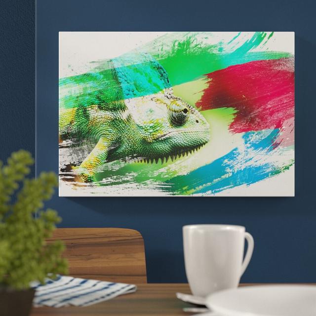 'Chameleon Lizard' Graphic Art Print on Canvas East Urban Home Size: 50cm H x 76cm W on Productcaster.