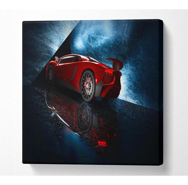 Red Supercar Stanced - Kunstdrucke auf Leinwand 17 Stories Größe: 101,6 cm H x 101,6 cm B x 10 cm T on Productcaster.