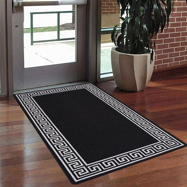 Jaqueline Greekey Gel Doormat Fairmont Park Mat Size: 40 x 60cm, Colour: Black/Cream on Productcaster.