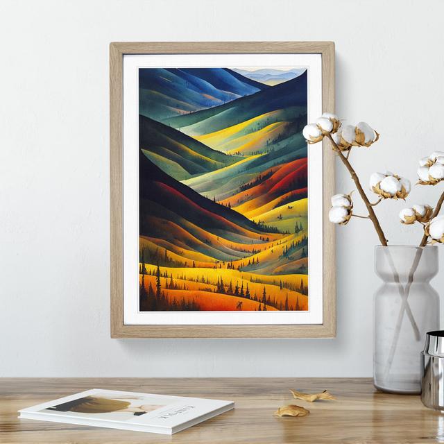 Meadow Landscape Watercolour No.1 - Picture Frame Painting Alpen Home Size: 46cm H x 34cm W x 2cm D, Frame Colour: Oak on Productcaster.