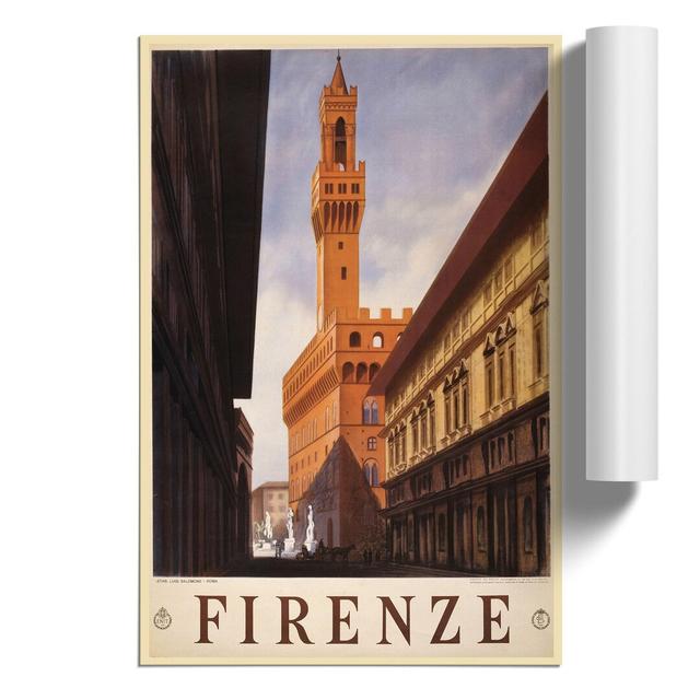 Vintage Travel Florence Italy - No Frame Print East Urban Home Size: 42cm H x 30cm W x 0.1cm D on Productcaster.