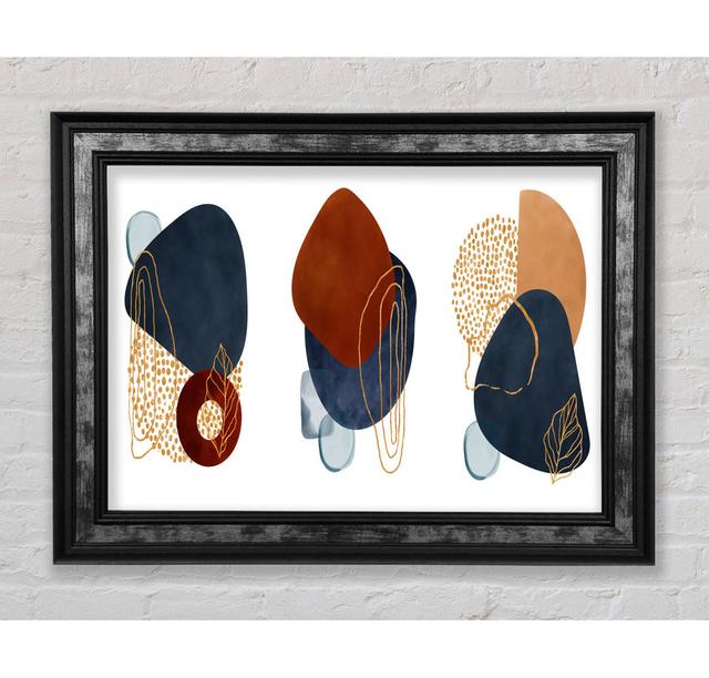 Three Abstract Shapes Decor Corrigan Studio Size: 84.1cm H x 142.2cm W x 8cm D, Format: Silver Black Framed Paper on Productcaster.