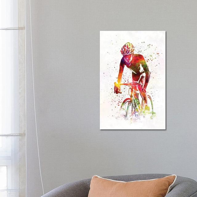 Woman Triathlon Cycling by Paul Rommer - Wrapped Canvas Painting Latitude Run Size: 66.04cm H x 45.72cm W x 1.91cm D on Productcaster.