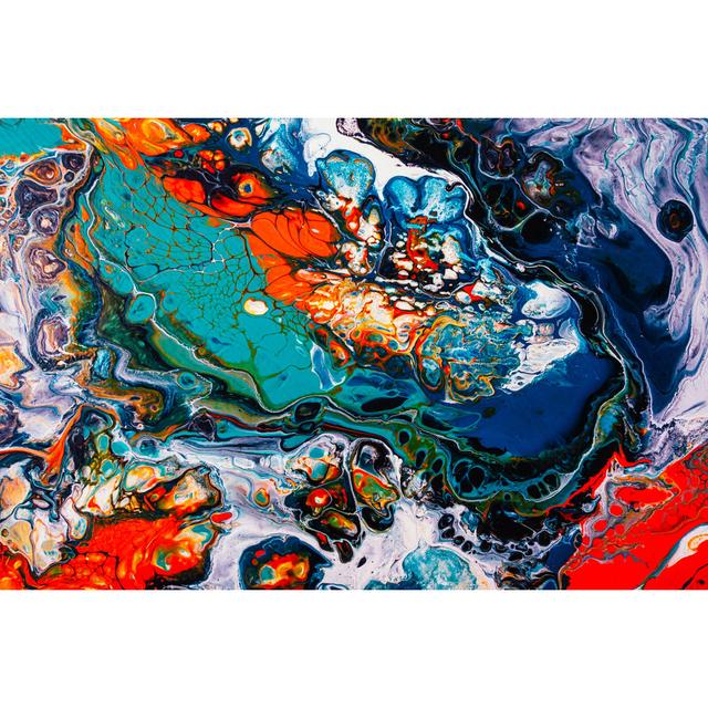 Aryal Marble Texture Blue Orange by Golubovy - Wrapped Canvas Painting Metro Lane Size: 30cm H x 46cm W x 3.8cm D on Productcaster.