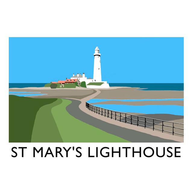 St Marys Lighthouse by Richard O'Neil - Graphic Art Print on Paper East Urban Home Format: No Frame, Size: 40 cm H x 50 cm W x 1 cm D on Productcaster.