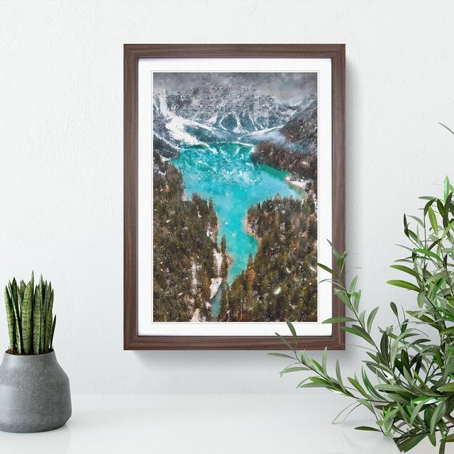 Mountain in Braies Italy - Picture Frame Painting East Urban Home Frame Option: Walnut Framed, Size: 65cm H x 48cm W x 2cm D on Productcaster.