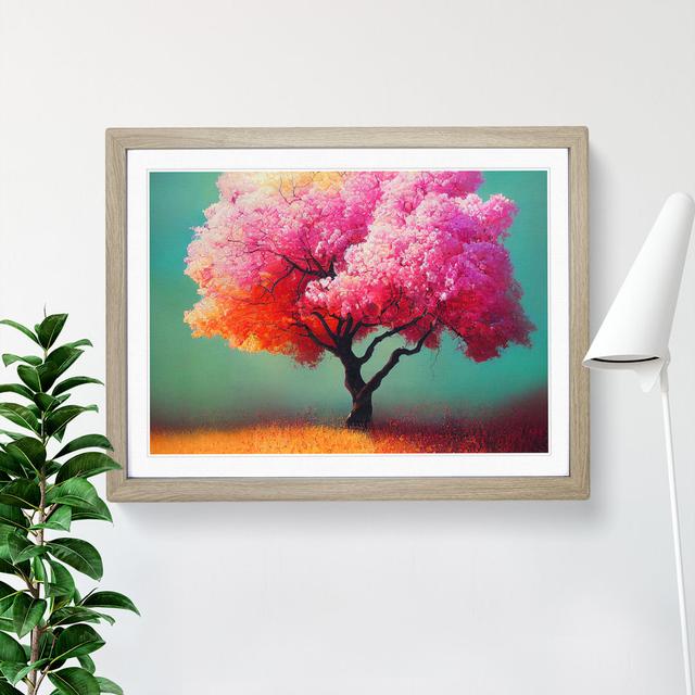 Evocative Apple Tree - Picture Frame Painting Marlow Home Co. Size: 46cm H x 64cm W x 2cm D, Frame Colour: Oak on Productcaster.