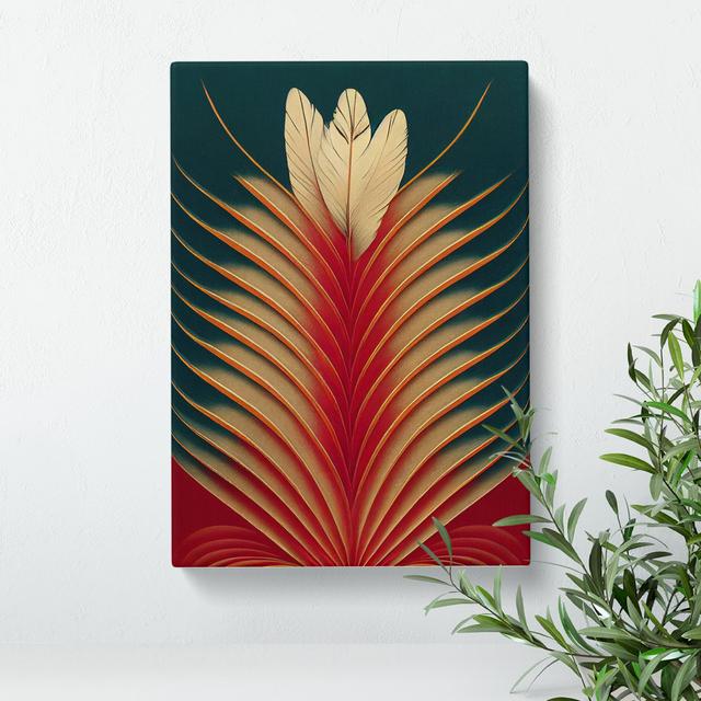 Art Deco Feather No.2 - Wrapped Canvas Graphic Art Latitude Vive Size: 60cm H x 40cm W x 3cm D on Productcaster.