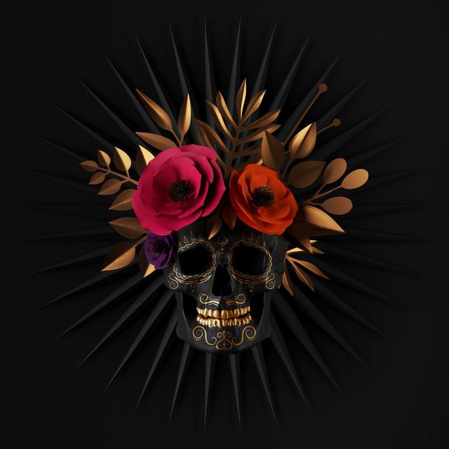 Floral Skull by Wacomka - Wrapped Canvas Graphic Art Happy Larry Size: 76cm H x 76cm W x 3.8 cm D on Productcaster.