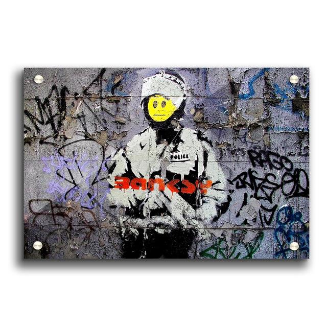 Unhappy Smily Face by Banksy - Unframed Graphic Art Print on Acrylic East Urban Home Size: 42cm H x 59.4cm W on Productcaster.