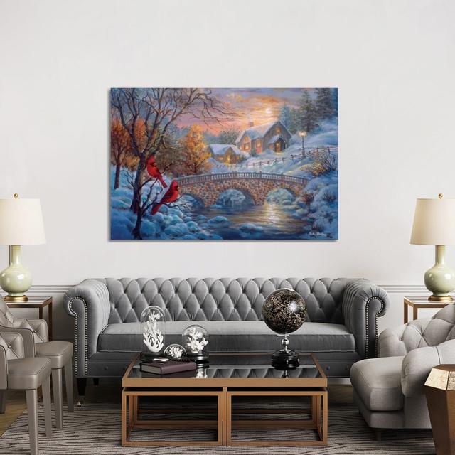 'Winter Sunset' by Nicky Boehme - Floater Frame Painting Print on Canvas The Seasonal Aisle Format: Black Framed, Size: 101.6cm H x 152.4cm W x 3.81cm on Productcaster.